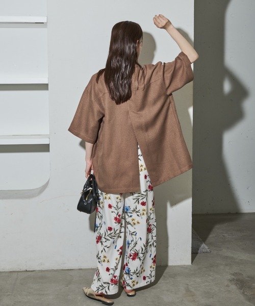 Shelly island（シェリーアイランド）の「バックスリット半袖テラードジャケット（テーラードジャケット・レディース・ブラック/ブラウン・FREE）」の8枚目の写真