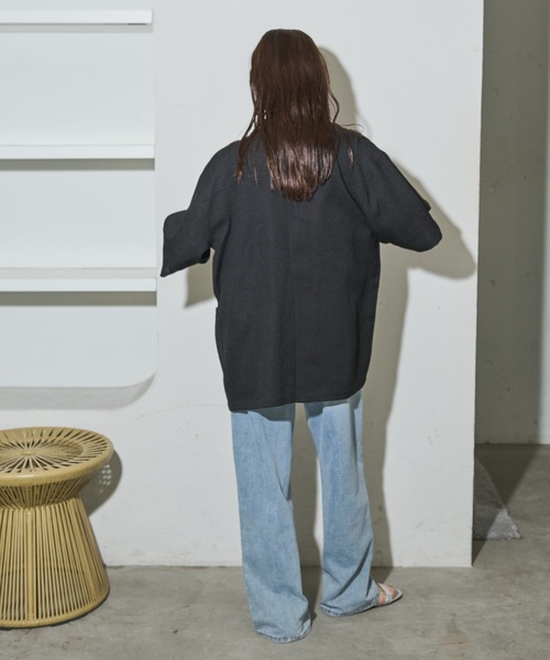 Shelly island（シェリーアイランド）の「バックスリット半袖テラードジャケット（テーラードジャケット・レディース・ブラック/ブラウン・FREE）」の14枚目の写真