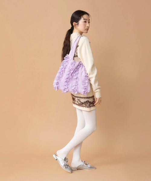 Casselini（キャセリーニ）の「Casselini(キャセリーニ)シアーフリルトート（トートバッグ・レディース・ブラック/パープル/オレンジ・FREE）」の8枚目の写真