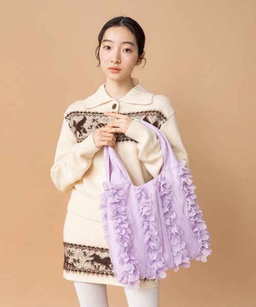 Casselini（キャセリーニ）の「Casselini(キャセリーニ)シアーフリルトート（トートバッグ・レディース・ブラック/パープル/オレンジ・FREE）」の10枚目の写真