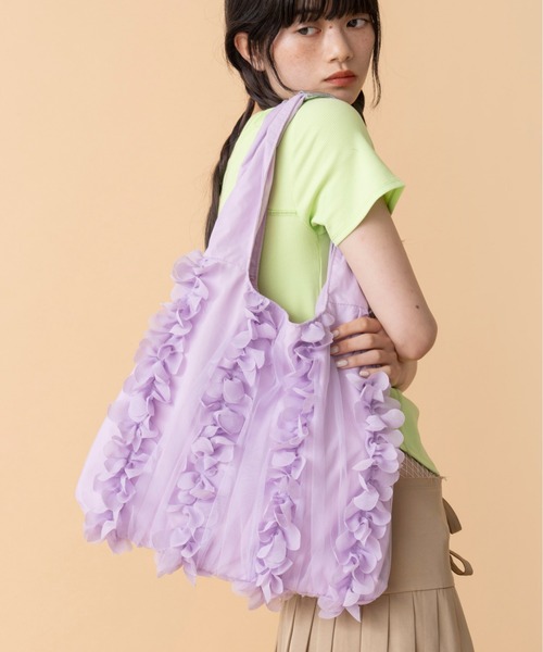 Casselini（キャセリーニ）の「Casselini(キャセリーニ)シアーフリルトート（トートバッグ・レディース・ブラック/パープル/オレンジ・FREE）」の18枚目の写真