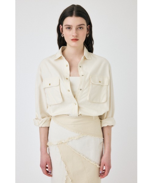 moussy - MOUSSY レディースフリーサイズ 長袖ブラウス ベージュ カジュアル★新品 セール】【セットアップ対応】BLEACH CHECK シャツ（シャツ