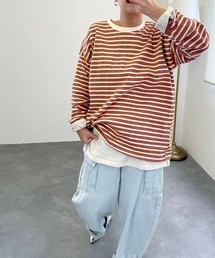 hyu,il（ヒュイル）の「ヘビー天竺 カラーボーダーカットソー（Tシャツ/カットソー）」