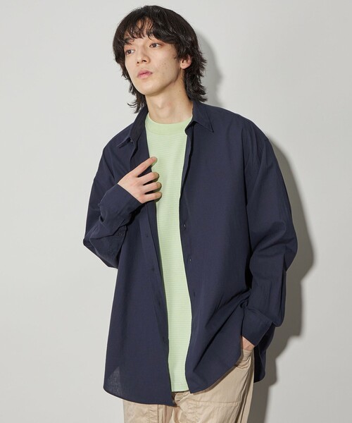 CITEN（シテン）の「＜CITEN＞コットンリネンオーバーシャツ（シャツ/ブラウス・メンズ・ネイビー/ダークグレー/ナチュラル・M/L）」の4枚目の写真