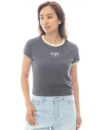 BILLABONG レディース RINGER BABY FIT TEE Tシャツ 【2025年春夏モデル】ビラボンロゴバインダーネックリンガー半袖Tシャツ