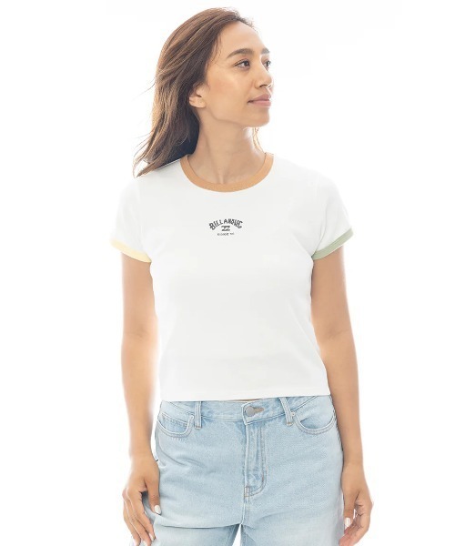 BILLABONG(ビラボン)の「BILLABONG レディース RINGER BABY FIT TEE Tシャツ 【2025年春夏モデル】ビラボンロゴバインダーネックリンガー半袖Tシャツ(Tシャツ/カットソー・レディース・ホワイト/オフホワイト・MEDIUM)」の5枚目の写真