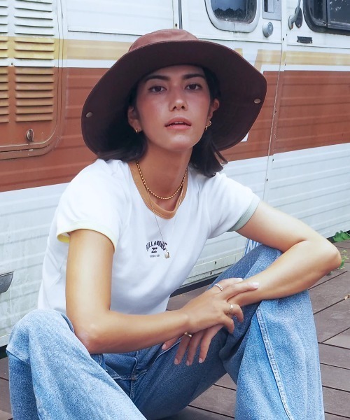 BILLABONG(ビラボン)の「BILLABONG レディース RINGER BABY FIT TEE Tシャツ 【2025年春夏モデル】ビラボンロゴバインダーネックリンガー半袖Tシャツ(Tシャツ/カットソー・レディース・ホワイト/オフホワイト・MEDIUM)」の3枚目の写真