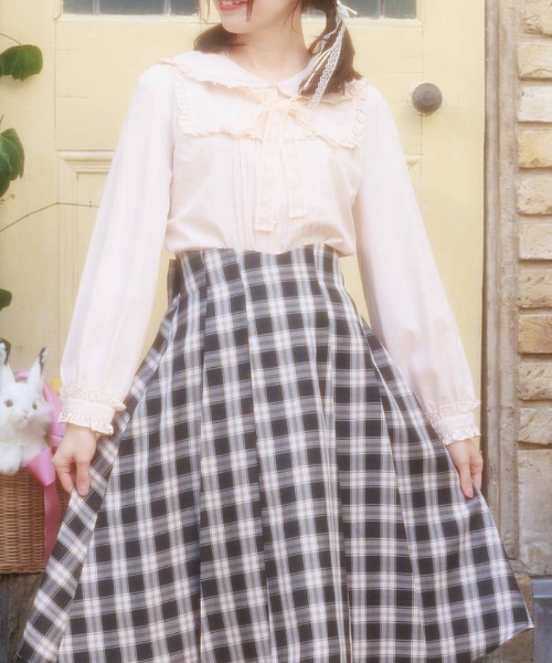 axes femme POETIQUE（アクシーズファムポエティック）の「バブーシュカ付ウサギ刺繍ブラウス（シャツ/ブラウス・レディース・ピンク/キナリ/ネイビー・MEDIUM）」の3枚目の写真