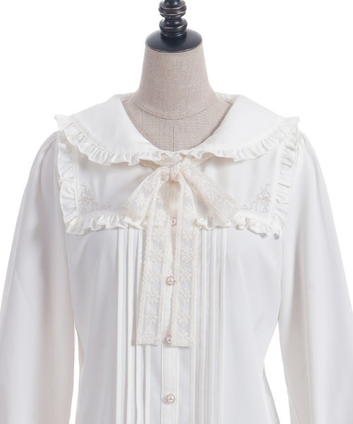 axes femme POETIQUE（アクシーズファムポエティック）の「バブーシュカ付ウサギ刺繍ブラウス（シャツ/ブラウス・レディース・ピンク/キナリ/ネイビー・MEDIUM）」の20枚目の写真