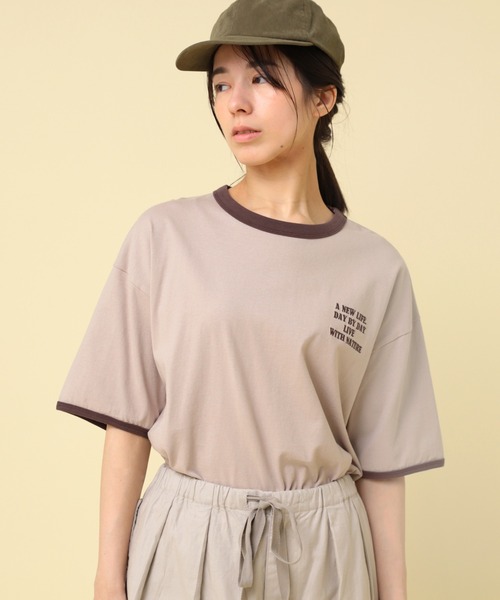 RNA-N(アールエヌエーエヌ)の「M2433 刺繍ロゴリンガーT(Tシャツ/カットソー・レディース・ラベンダー/ライトグリーン/ライトブラウン・FREE)」の2枚目の写真