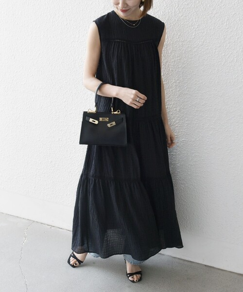 セール】SHIPS any:〈洗濯機可能〉楊柳 ティアード フレア ワンピース