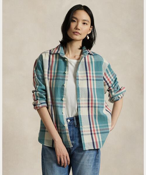 RALPH LAUREN マルチチェック コットンシャツ ゆったり 羽織り LAUREN RALPH LAUREN（ローレン ラルフローレン） ブラウス シャツ