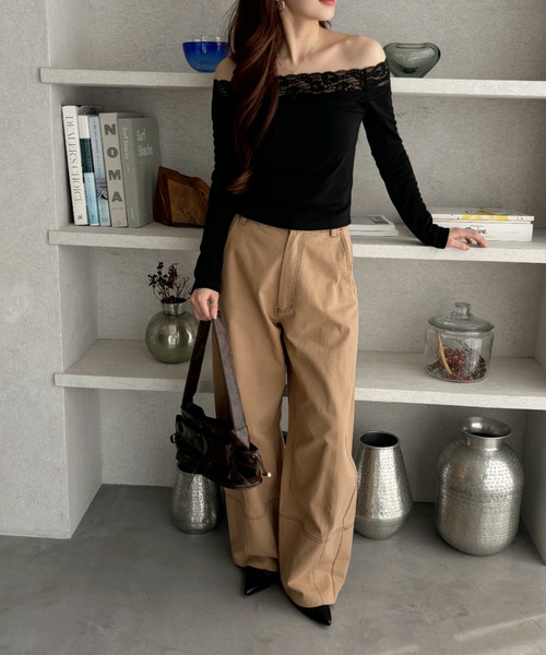 Ada.(エイダ)の「レース切り替え オフショル カットソー(Tシャツ/カットソー・レディース・ブラック/ホワイト・FREE)」の17枚目の写真