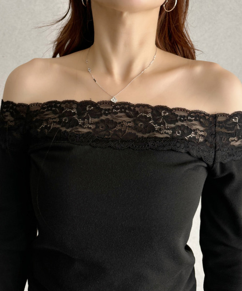 Ada.(エイダ)の「レース切り替え オフショル カットソー(Tシャツ/カットソー・レディース・ブラック/ホワイト・FREE)」の15枚目の写真