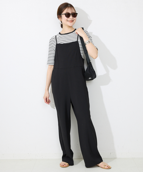 SLOBE IENA(スローブイエナ)の「《2枚セット》ナローサロペット×TEEセット(サロペット/オーバーオール・レディース・ブラック/ブラウン・36/38)」の8枚目の写真