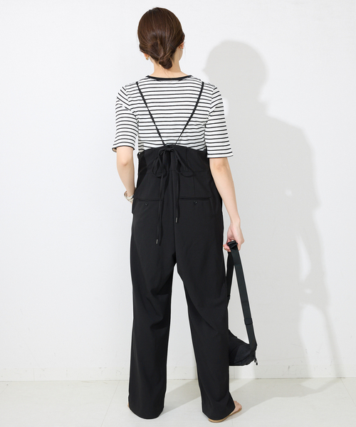 SLOBE IENA(スローブイエナ)の「《2枚セット》ナローサロペット×TEEセット(サロペット/オーバーオール・レディース・ブラック/ブラウン・36/38)」の12枚目の写真