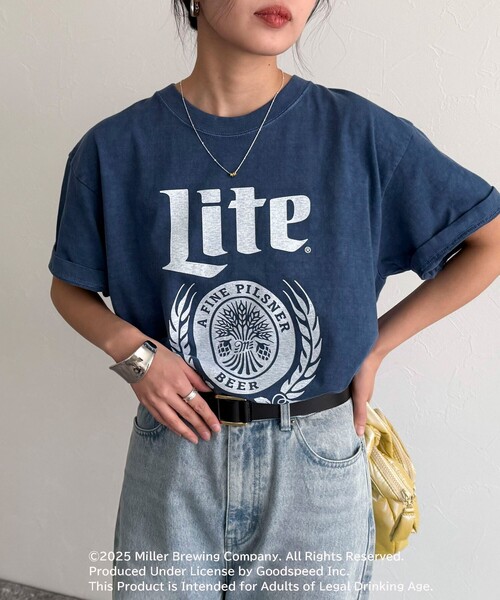 fredy emue(フレディエミュ)の「【GOOD ROCK SPEED/グッドロックスピード】Miller LITE 半袖Tシャツ(Tシャツ/カットソー・レディース・ネイビー/オフホワイト・38)」の2枚目の写真