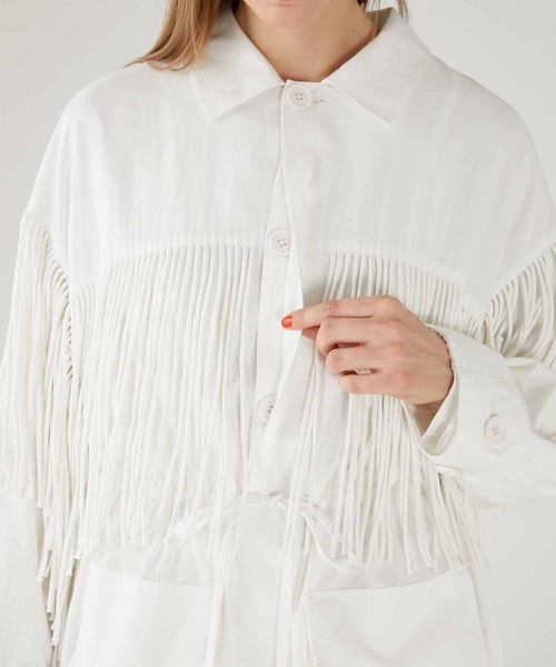 ジャケット・アウター crinkle fringe M65 jacket セール】crinkle fringe M65 jacket（シャツ/ブラウス）｜mystic