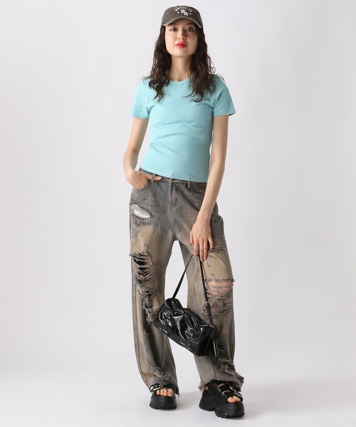 FOREVER 21（フォーエバー トゥエンティーワン）の「【2025SS】リブコンパクトＴシャツ（Tシャツ/カットソー・レディース・オフホワイト/ブラック/イエロー/ブルー・MEDIUM/SMALL）」の19枚目の写真