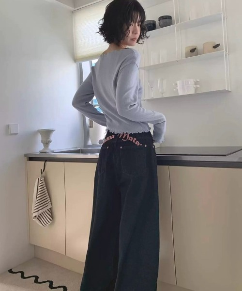 UP START（アップスタート）の「【LAMPOON】ヒップ刺繍バルーンデニムパンツ（デニムパンツ・レディース・ブラック・LARGE/SMALL/MEDIUM）」の10枚目の写真