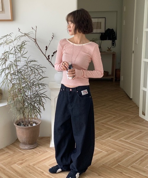 UP START（アップスタート）の「【LAMPOON】ヒップ刺繍バルーンデニムパンツ（デニムパンツ・レディース・ブラック・LARGE/SMALL/MEDIUM）」の15枚目の写真