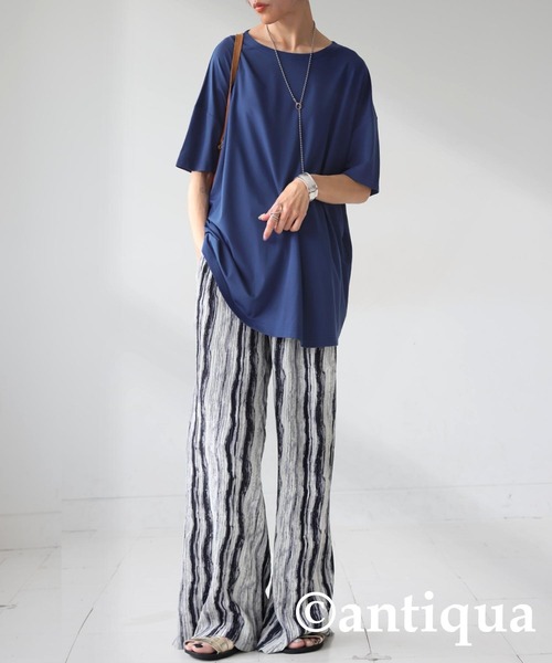 antiqua(アンティカ)の「とろみTシャツ(Tシャツ/カットソー・レディース・ブラック/チャコールグレー/ブルー/グリーン系その他/ホワイト/ライム・P/R)」の19枚目の写真