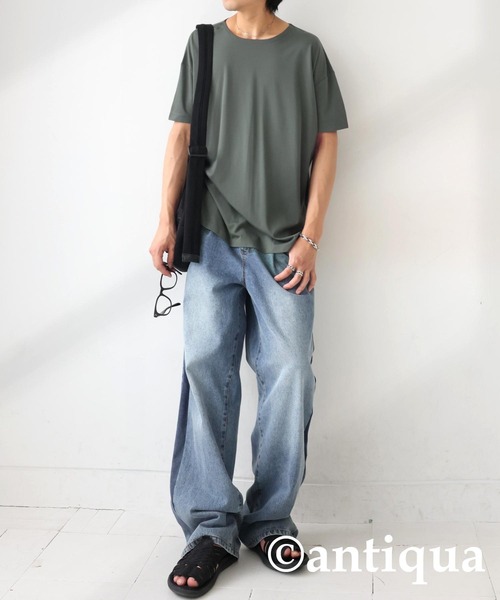 antiqua(アンティカ)の「とろみTシャツ(Tシャツ/カットソー・レディース・ブラック/チャコールグレー/ブルー/グリーン系その他/ホワイト/ライム・P/R)」の16枚目の写真