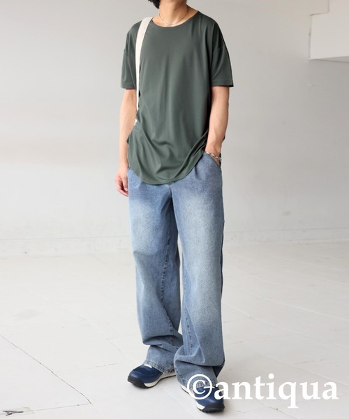 antiqua(アンティカ)の「とろみTシャツ(Tシャツ/カットソー・レディース・ブラック/チャコールグレー/ブルー/グリーン系その他/ホワイト/ライム・P/R)」の18枚目の写真