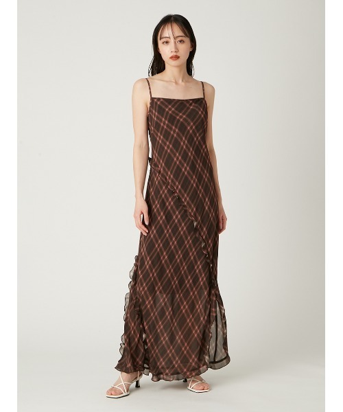 【FRAYI.D】レーヨンシフォンラッフルプリントキャミワンピ FRAY I.D（フレイアイディー）の「レーヨンシフォンラッフル