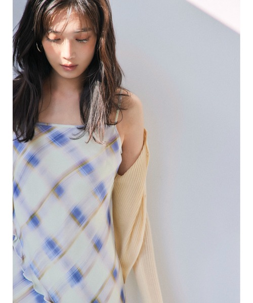 FRAY I.D レーヨンシフォンラッフルプリントキャミワンピ カラー：IVR セール】レーヨンシフォンラッフルプリントキャミワンピ