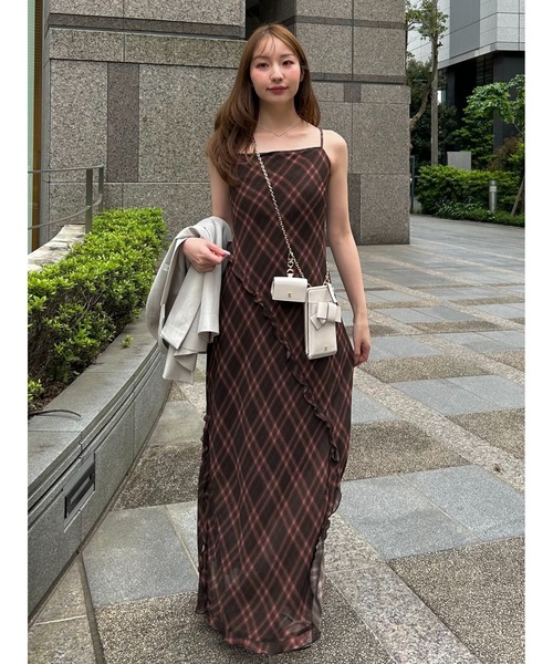 FRAY I.D レーヨンシフォンラッフルプリントキャミワンピ FRAY I.D｜レーヨンシフォンラッフルプリントキャミワンピ