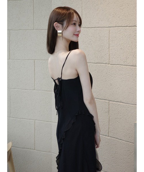 FRAY I.D レーヨンシフォンラッフルプリントキャミワンピ FRAY I.D｜レーヨンシフォンラッフルプリントキャミワンピ
