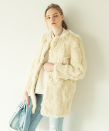 DouDou | 【DouDou】ラビットファーノーカラーコート(その他アウター)