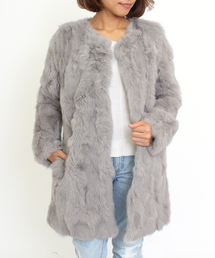 DouDou | 【DouDou】ラビットファーノーカラーコート(その他アウター)