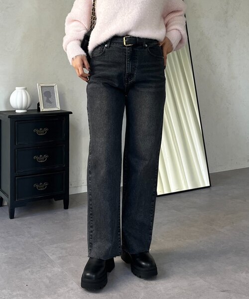 prose verse（プロズヴェール）の「【MOMO】ストレッチスリムストレートデニム（デニムパンツ・レディース・サックスブルー/ブルー/ブラック・PL/PM/TM/TL/LARGE/MEDIUM）」の2枚目の写真