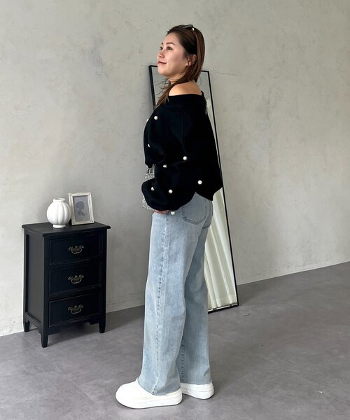 MOMO】 ストレッチスリムストレートデニムTMサイズ