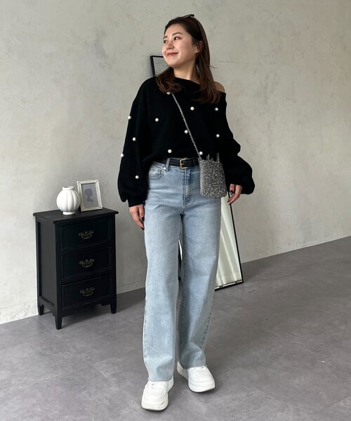 prose verse（プロズヴェール）の「【MOMO】ストレッチスリムストレートデニム（デニムパンツ・レディース・サックスブルー/ブルー/ブラック・PL/PM/TM/TL/LARGE/MEDIUM）」の22枚目の写真