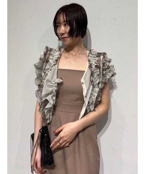 LAGUNAMOON(ラグナムーン)の「LADYチュールブレンドフリルカーデドレス 結婚式 お呼ばれ(ドレス・レディース・ベージュ/ブラック・SMALL/MEDIUM)」の14枚目の写真