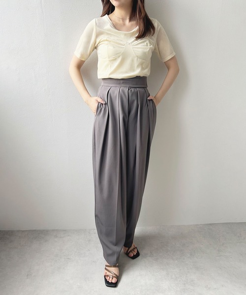 rectangle（レクタングル）の「ビスチェデザインシアーベロアトップス（Tシャツ/カットソー・レディース・アイボリー/ネイビー/ブラウン・FREE）」の4枚目の写真