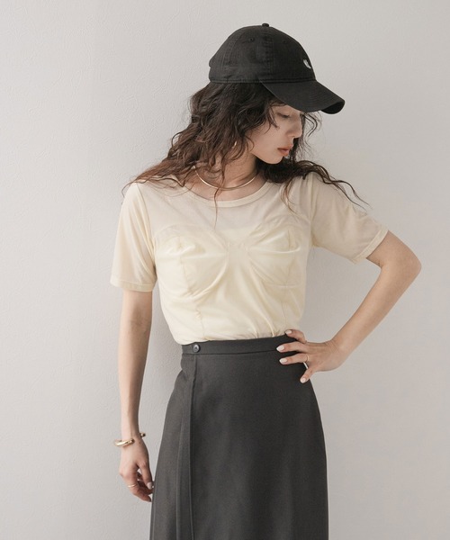 rectangle（レクタングル）の「ビスチェデザインシアーベロアトップス（Tシャツ/カットソー・レディース・アイボリー/ネイビー/ブラウン・FREE）」の15枚目の写真