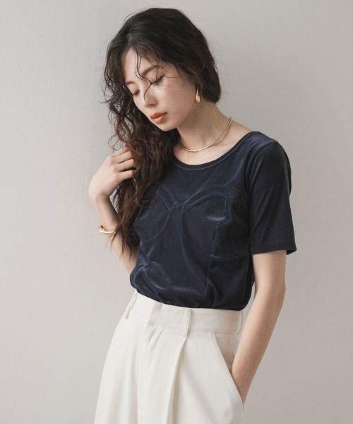 rectangle（レクタングル）の「ビスチェデザインシアーベロアトップス（Tシャツ/カットソー・レディース・アイボリー/ネイビー/ブラウン・FREE）」の22枚目の写真