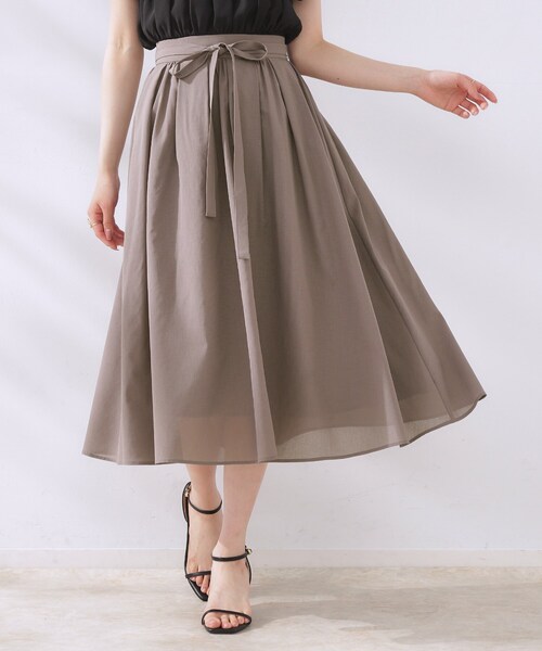couture brooch(クチュールブローチ)の「【きれいめ・通勤】細リボン付きパレットボイルスカート(スカート・レディース・ブラウン系その他/サックスブルー/ネイビー/ブラウン系その他2・36/38/40/42)」の2枚目の写真
