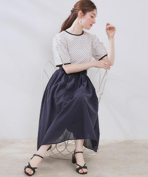 couture brooch(クチュールブローチ)の「【きれいめ・通勤】細リボン付きパレットボイルスカート(スカート・レディース・ブラウン系その他/サックスブルー/ネイビー/ブラウン系その他2・36/38/40/42)」の11枚目の写真