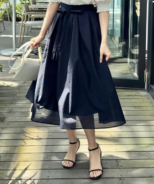 couture brooch(クチュールブローチ)の「【きれいめ・通勤】細リボン付きパレットボイルスカート(スカート・レディース・ブラウン系その他/サックスブルー/ネイビー/ブラウン系その他2・36/38/40/42)」の13枚目の写真