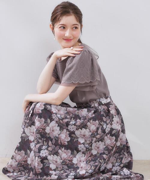 couture brooch(クチュールブローチ)の「【きれいめ・通勤】細リボン付きパレットボイルスカート(スカート・レディース・ブラウン系その他/サックスブルー/ネイビー/ブラウン系その他2・36/38/40/42)」の21枚目の写真