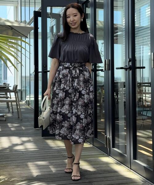 couture brooch(クチュールブローチ)の「【きれいめ・通勤】細リボン付きパレットボイルスカート(スカート・レディース・ブラウン系その他/サックスブルー/ネイビー/ブラウン系その他2・36/38/40/42)」の22枚目の写真