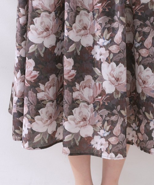 couture brooch(クチュールブローチ)の「【きれいめ・通勤】細リボン付きパレットボイルスカート(スカート・レディース・ブラウン系その他/サックスブルー/ネイビー/ブラウン系その他2・36/38/40/42)」の7枚目の写真