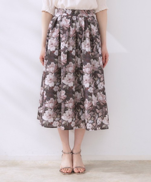 couture brooch(クチュールブローチ)の「【きれいめ・通勤】細リボン付きパレットボイルスカート(スカート・レディース・ブラウン系その他/サックスブルー/ネイビー/ブラウン系その他2・36/38/40/42)」の9枚目の写真