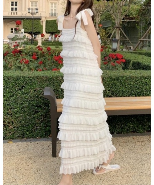 フランス発【関税込】セザンヌ 可愛い フリル マキシ ワンピース フランス発【関税込】セザンヌ 可愛い フリル マキシ ワンピース