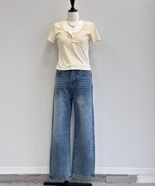 Y2K SYNAPSE FACTORY(ワイツーケー シナプスファクトリー)の「【ボタニカルフラワー】ヘンリーネック半袖Tシャツ(Tシャツ/カットソー・レディース・グレー/ホワイト/クリーム・FREE)」の17枚目の写真